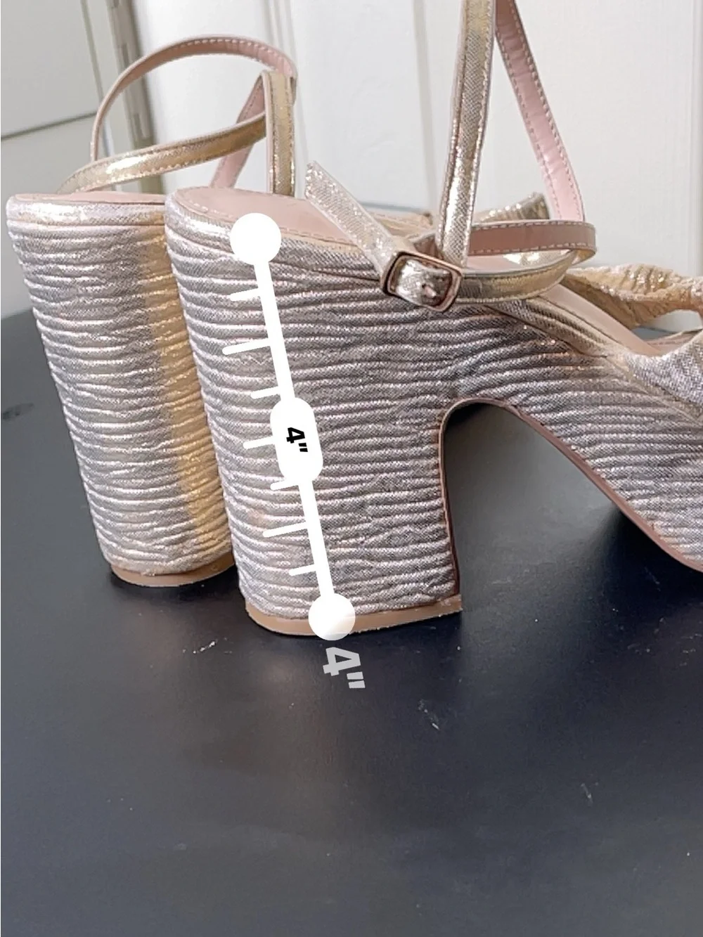 ARULA Shimmery Rose Gold Platform Knot-Front Sandals